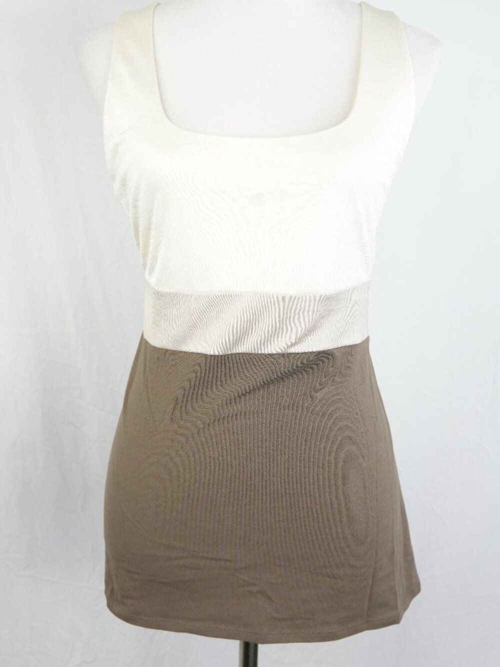NWT Express Womens Large Tank top Lightweight Cream Brown Shiny Vacation Summer